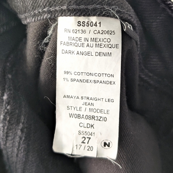 Guess Women's Amaya Straight Leg Black Jeans with Black Leather Applique~Size 27 - Picture 8 of 9